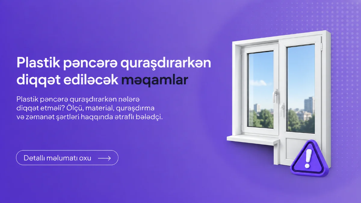 Usta plastik pəncərəni quraşdırır