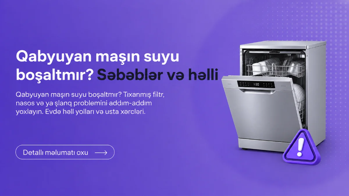 Qabyuyan maşın suyu boşaltmır: filtr və nasosun yaxın plan görüntüsü